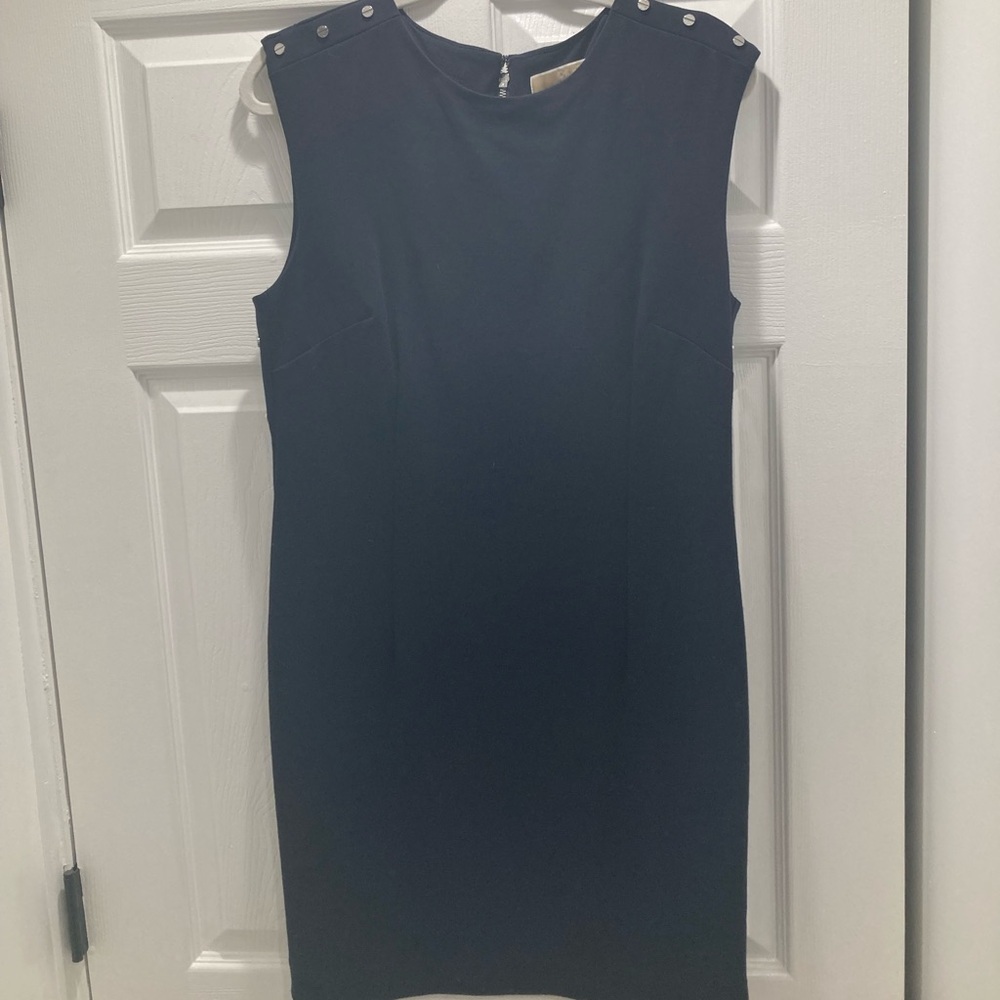 Michael Kors Navy Blue Midi Dress with Button Detail